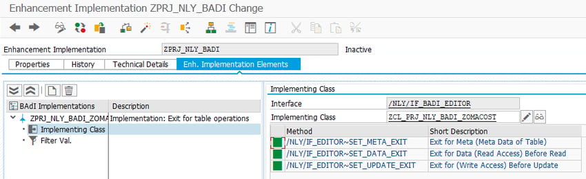 Creating an implementation of the SET_UPDATE_EXIT method in the implementing class