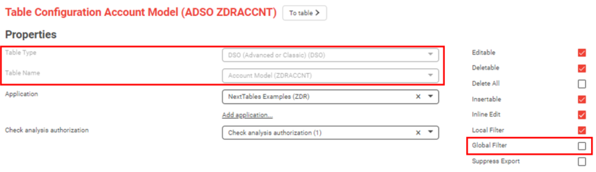 The alias table settings with the global filter disabled
