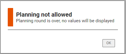A modal message in NextTables with a title, message text and an OK button