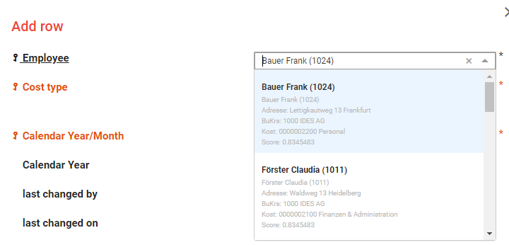 A NextTables search result list produced by a custom Do Search implementation